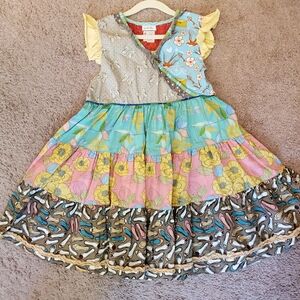 Matilda Jane Dress Wonderful Parade Rollercoaster Size 8 Tiered Floral Shoes EUC